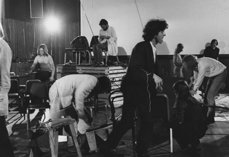 <p>Cornelius Cardew with the Scratch Orchestra.</p>
